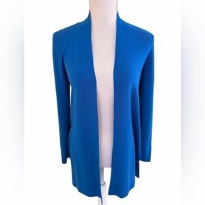Eileen Fisher Superfine Merino Wool Open Front Blue Cardigan PP